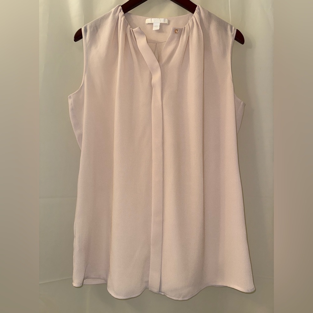 NWOT Hugo Boss Elegant Light Pink Sheer Sleeveless Blouse - Picture 3 of 6